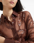 Brunello Cucinelli Brunello Cucinelli Crispy silk shirt with dazzling floral embroidery