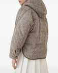 Brunello Cucinelli Brunello Cucinelli Buttoned chevron down jacket in virgin wool and silk with hood