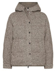 Brunello Cucinelli Brunello Cucinelli Buttoned chevron down jacket in virgin wool and silk with hood