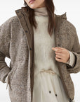 Brunello Cucinelli Brunello Cucinelli Buttoned chevron down jacket in virgin wool and silk with hood