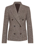 Brunello Cucinelli Brunello Cucinelli Virgin wool and silk mélange diagonal blazer with monili