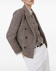 Brunello Cucinelli Brunello Cucinelli Virgin wool and silk mélange diagonal blazer with monili