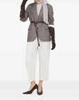 Brunello Cucinelli Brunello Cucinelli Wool and alpaca houndstooth jacket with leather and monili belt