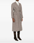 Brunello Cucinelli Brunello Cucinelli Coat in diagonal melange virgin wool and silk with belt and monili