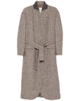 Brunello Cucinelli Brunello Cucinelli Coat in diagonal melange virgin wool and silk with belt and monili