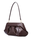 Themoire' Themoire' Emera croco-embossed pleated clutch