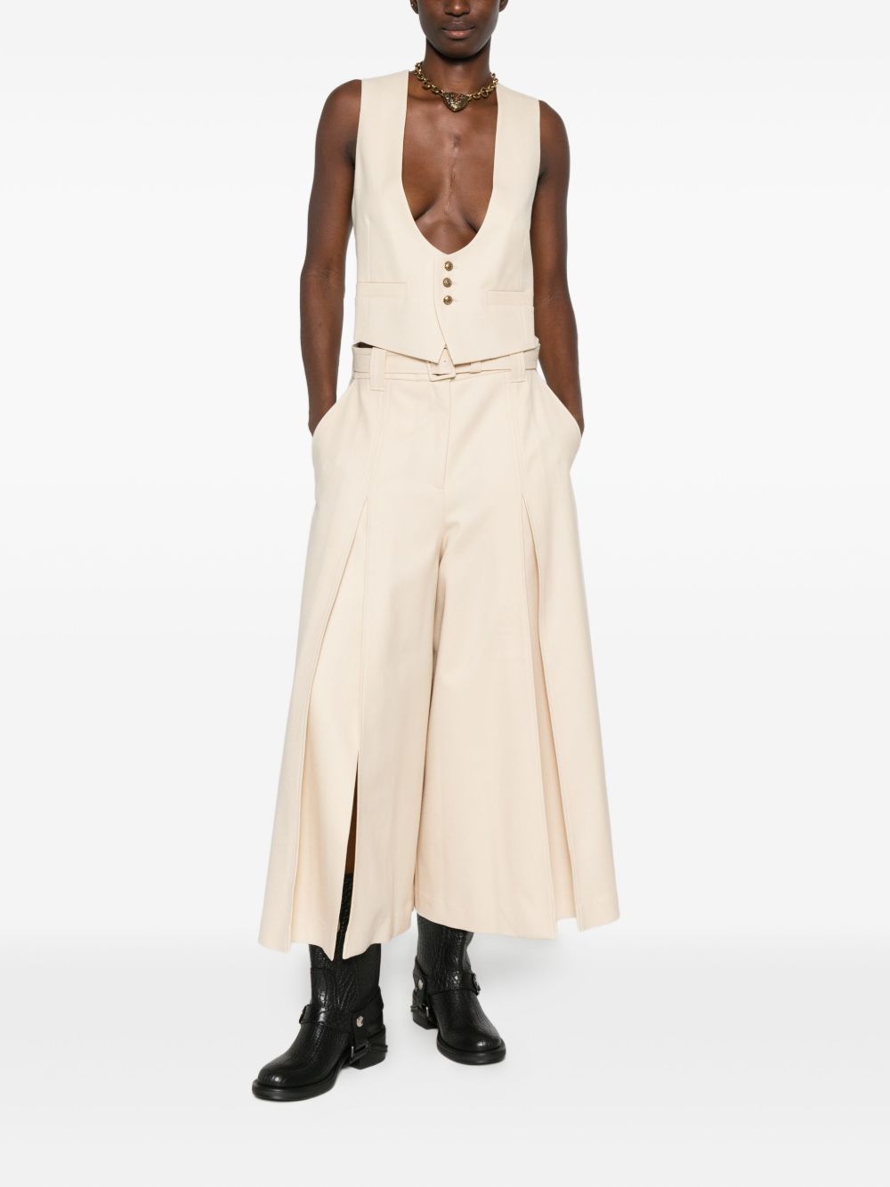 Zimmermann Zimmermann Belted Wide-Leg Wool Blend Trousers