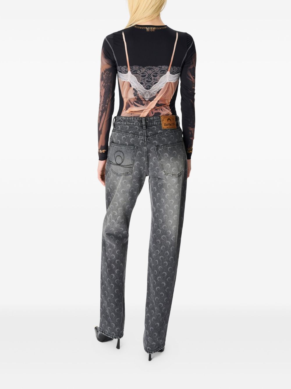 Marine Serre Marine Serre Moon Laser Grey Wash Denim Straight Jeans