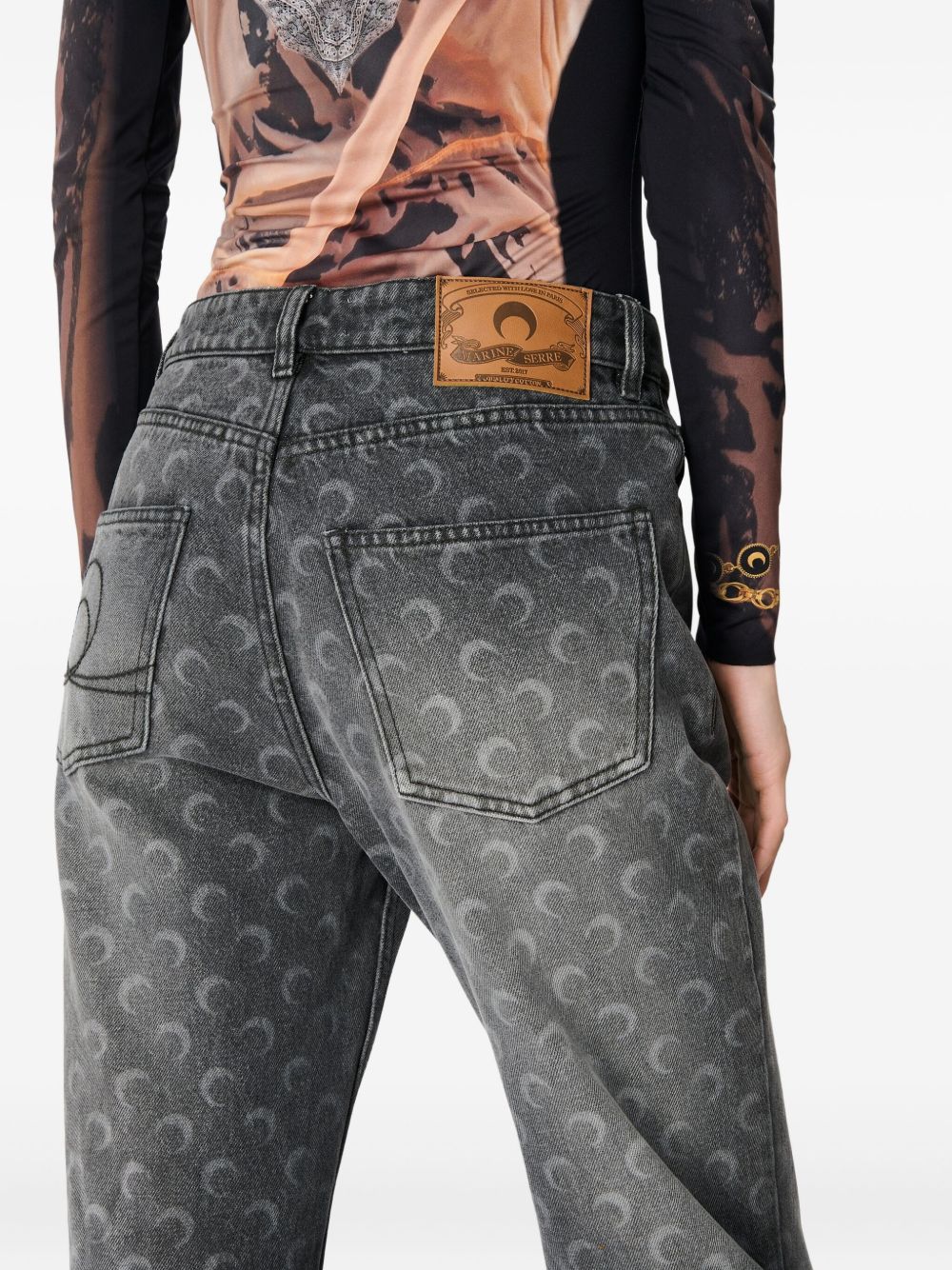 Marine Serre Marine Serre Moon Laser Grey Wash Denim Straight Jeans