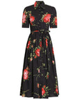 Dolce & Gabbana Dolce & Gabbana- floral-print belted midi dress in black cotton