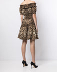 Dolce & Gabbana Dolce & Gabbana-leopard-print short dress in brown cotton poplin