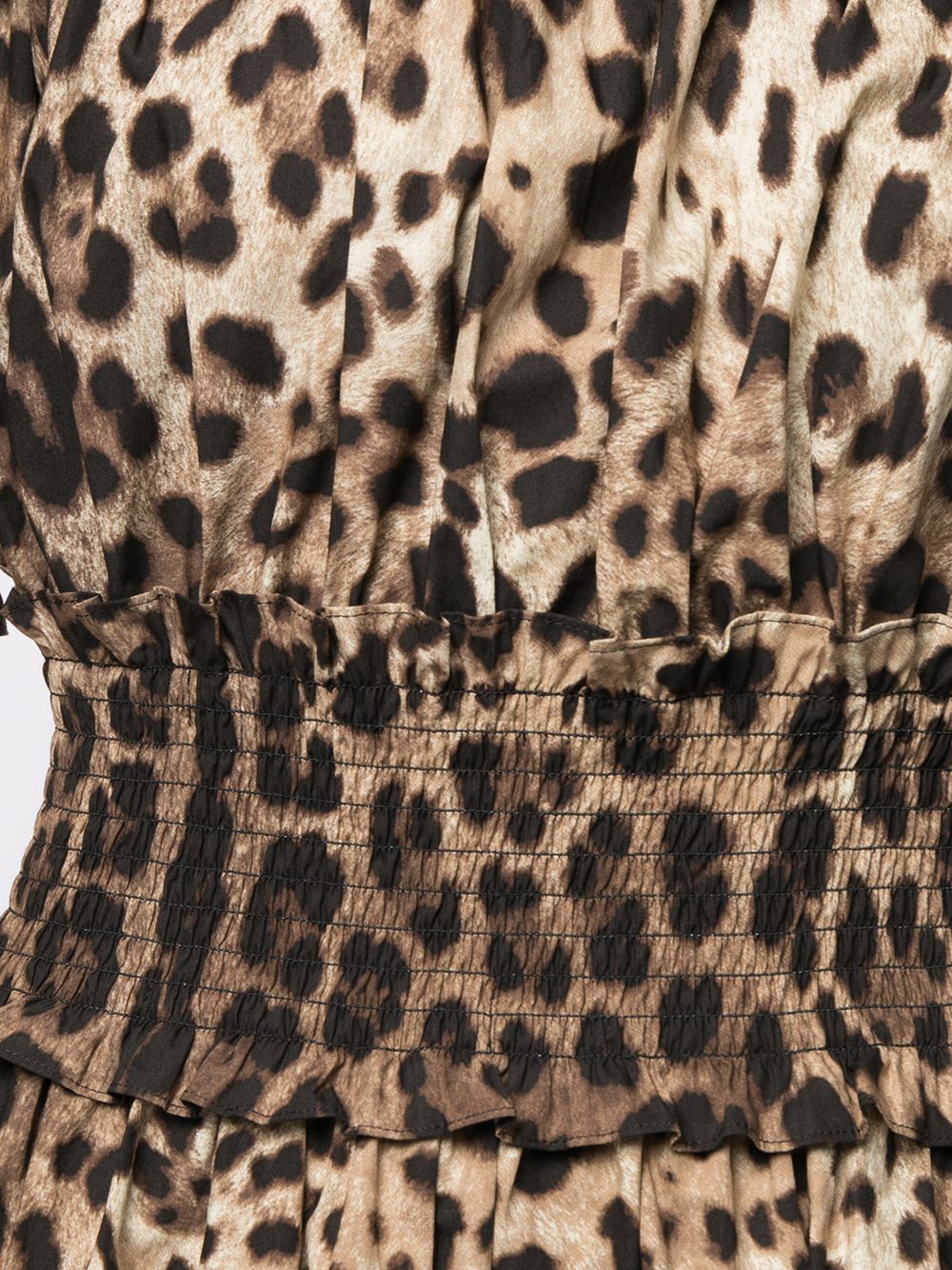 Dolce &amp; Gabbana Dolce &amp; Gabbana-leopard-print short dress in brown cotton poplin