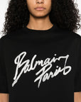 Balmain Balmain Cropped T-shirt with flocked Letter logo