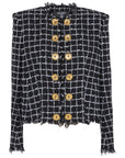 Balmain Balmain Frayed Button cropped Tweed Jacket