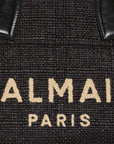 Balmain Balmain Track Tote Bag In Raffia And Calfskin