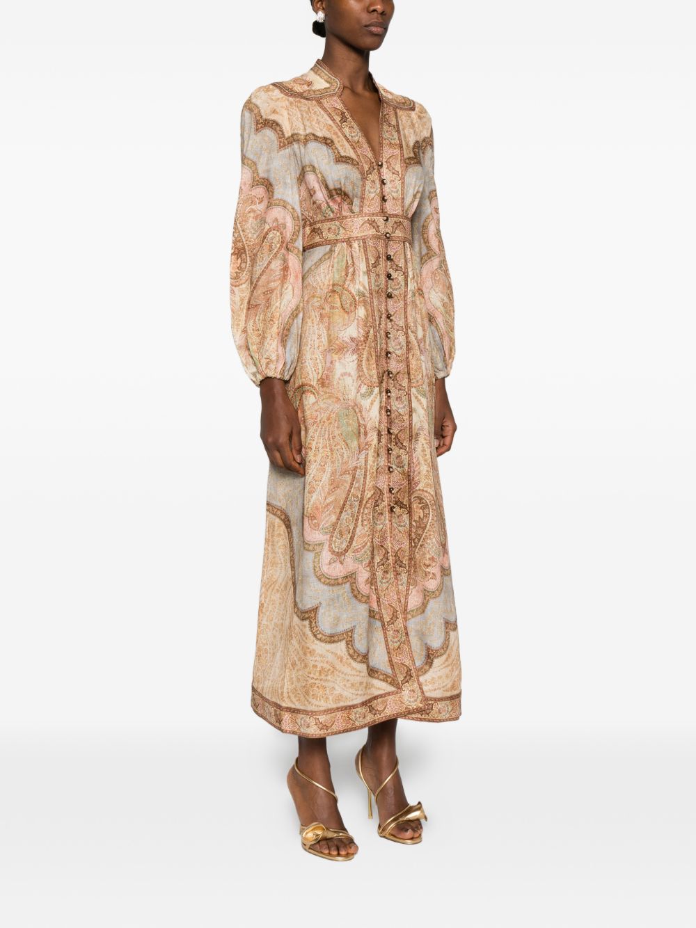 Zimmermann Zimmermann V-neck long sleeves Wanderlust linen midi dress