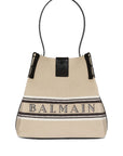 Balmain Balmain Release Bucket Bag In Canvas And Calfskin