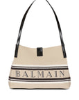 Balmain Balmain Medium Release Shopper Bag In Canvas And Calfskin