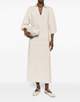 Fabiana Filippi Fabiana Filippi V-neck tonal stripes collar Wool and cotton shirtdress