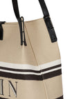 Balmain Balmain Medium Release Shopper Bag In Canvas And Calfskin