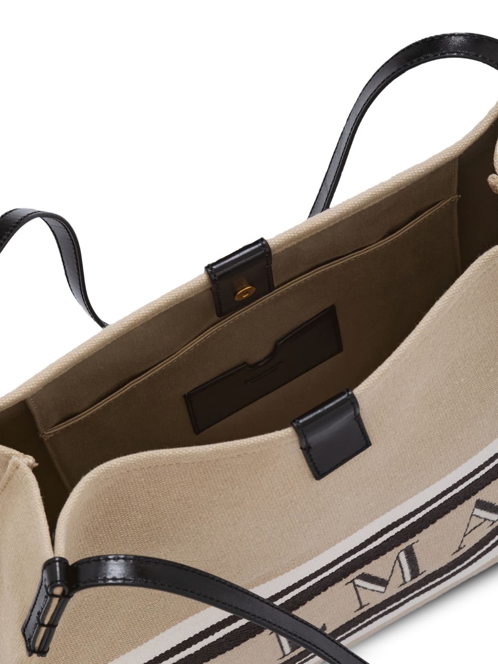 Balmain Balmain Medium Release Shopper Bag In Canvas And Calfskin