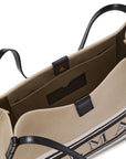 Balmain Balmain Medium Release Shopper Bag In Canvas And Calfskin
