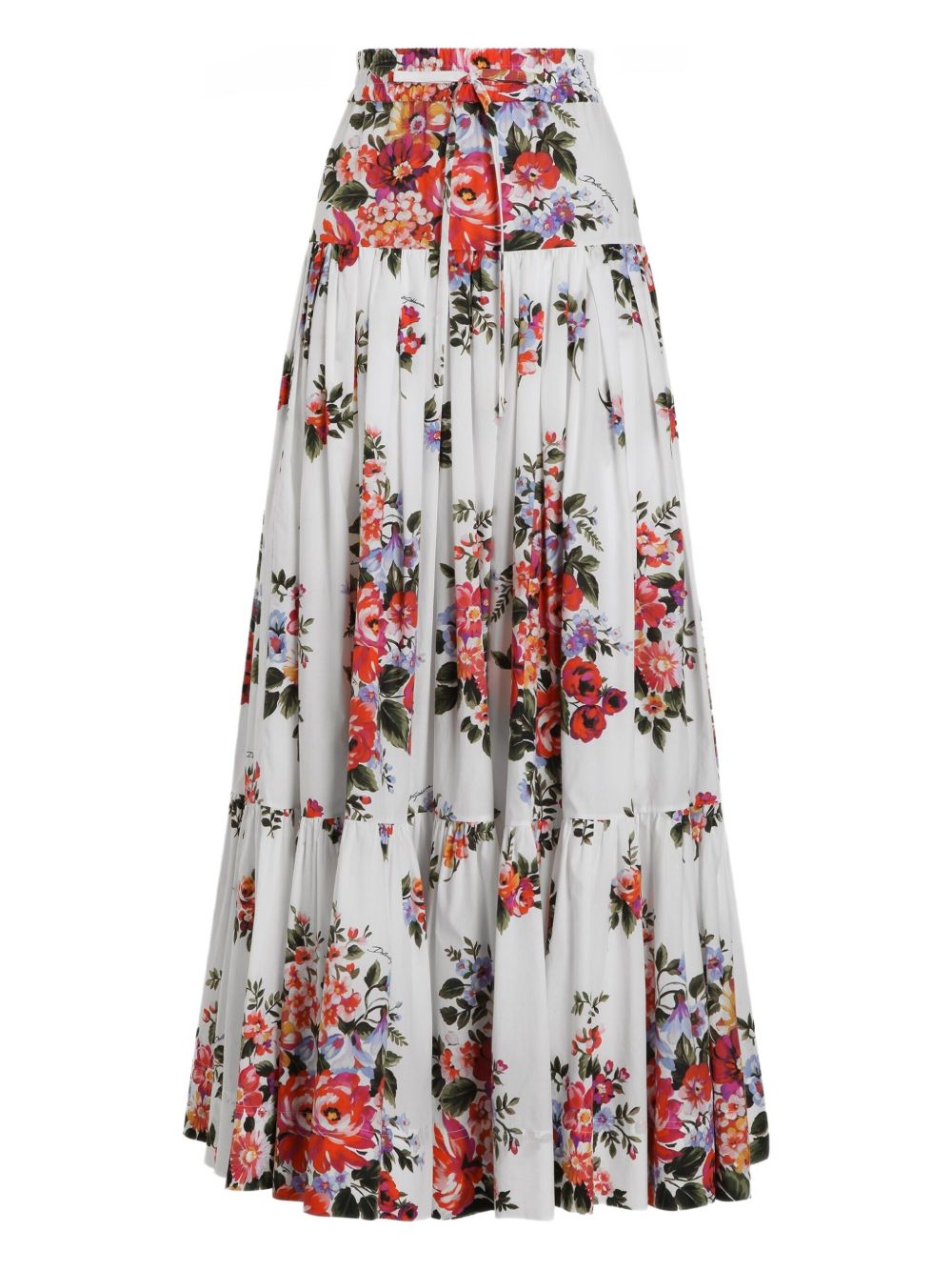 Dolce &amp; Gabbana Dolce &amp; Gabbana-Pleated tiered floral-print cotton-poplin midi skirt