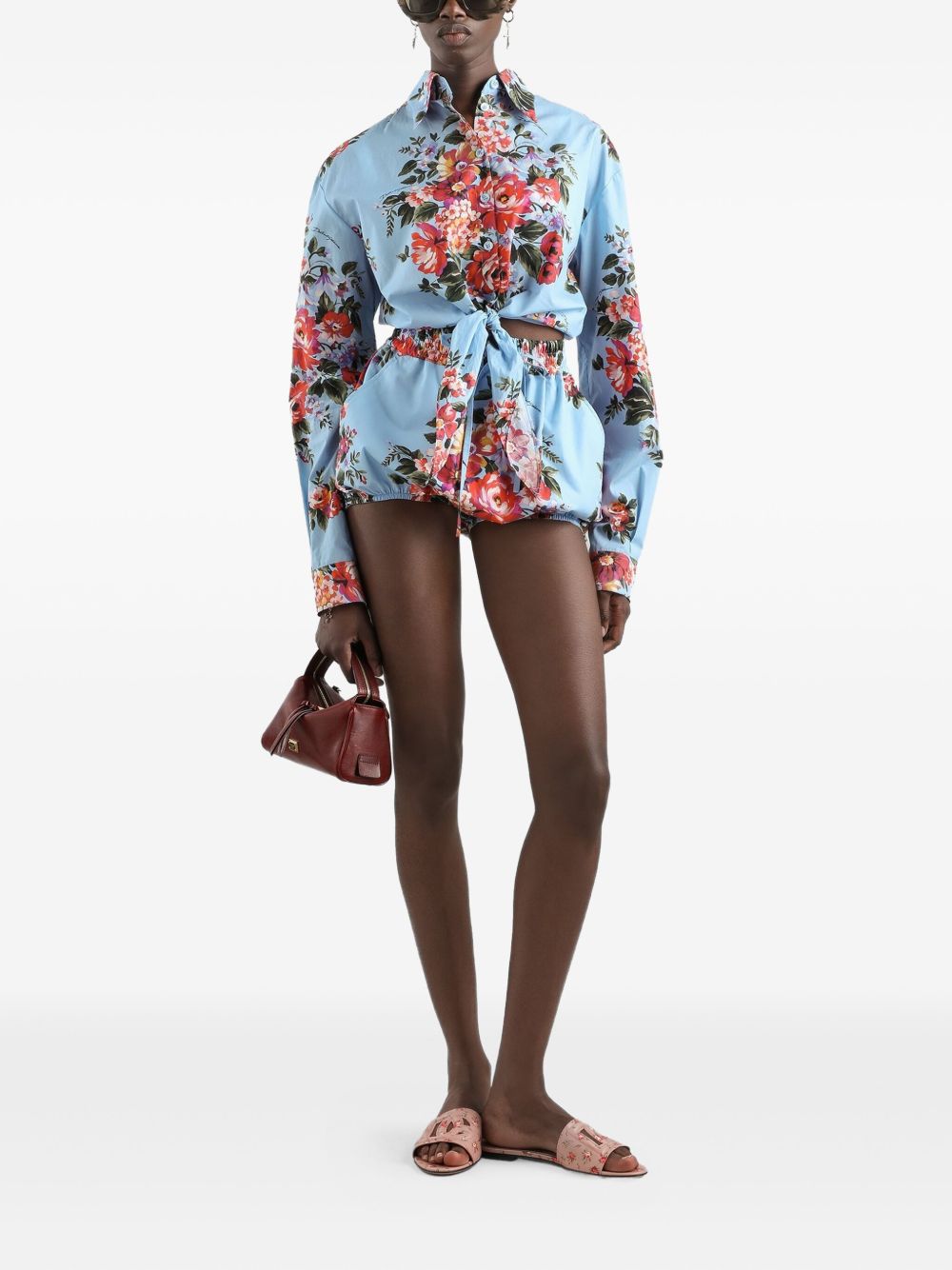Dolce &amp; Gabbana Dolce &amp; Gabbana-Floral cropped cotton shirt