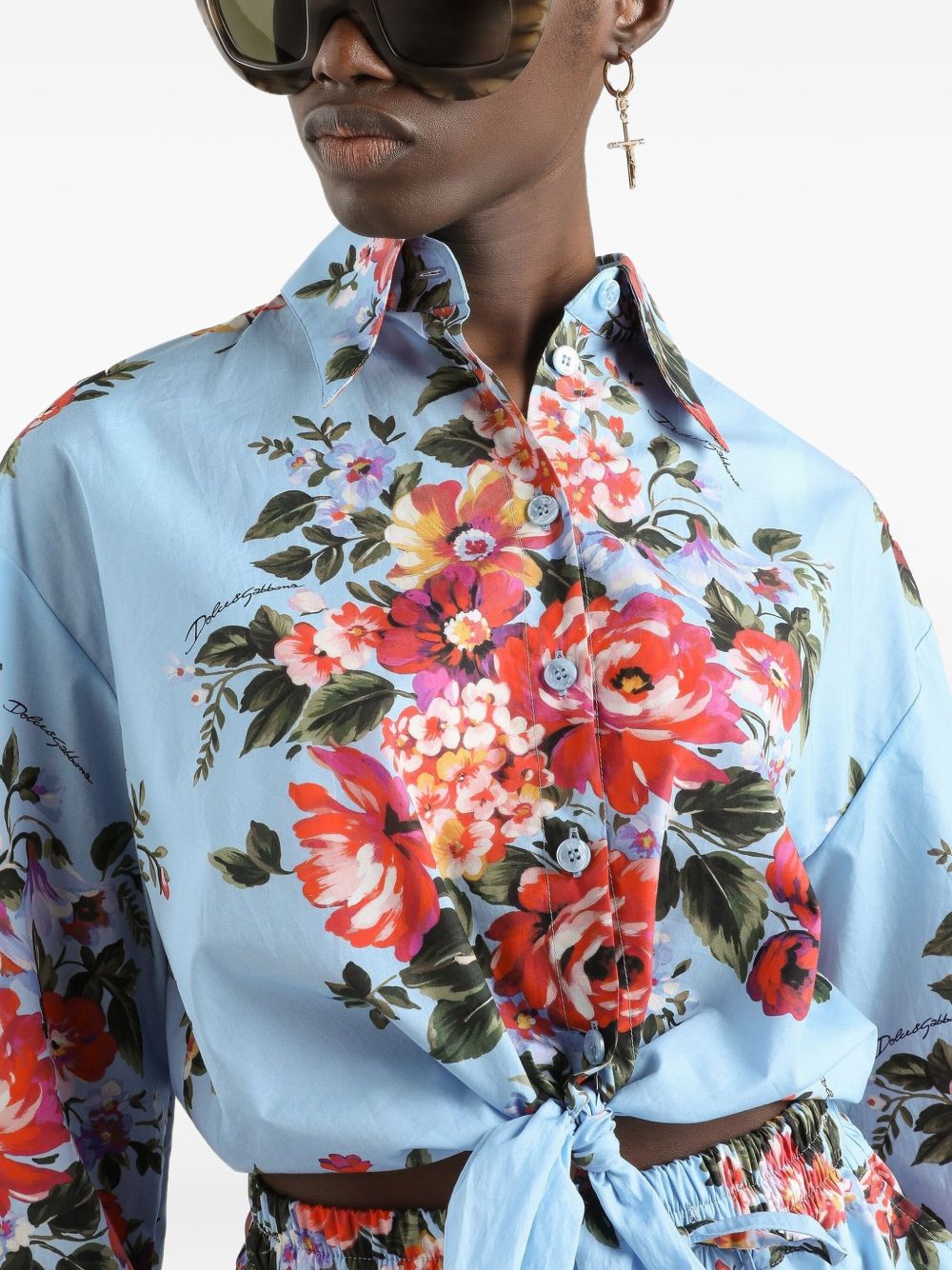 Dolce &amp; Gabbana Dolce &amp; Gabbana-Floral cropped cotton shirt