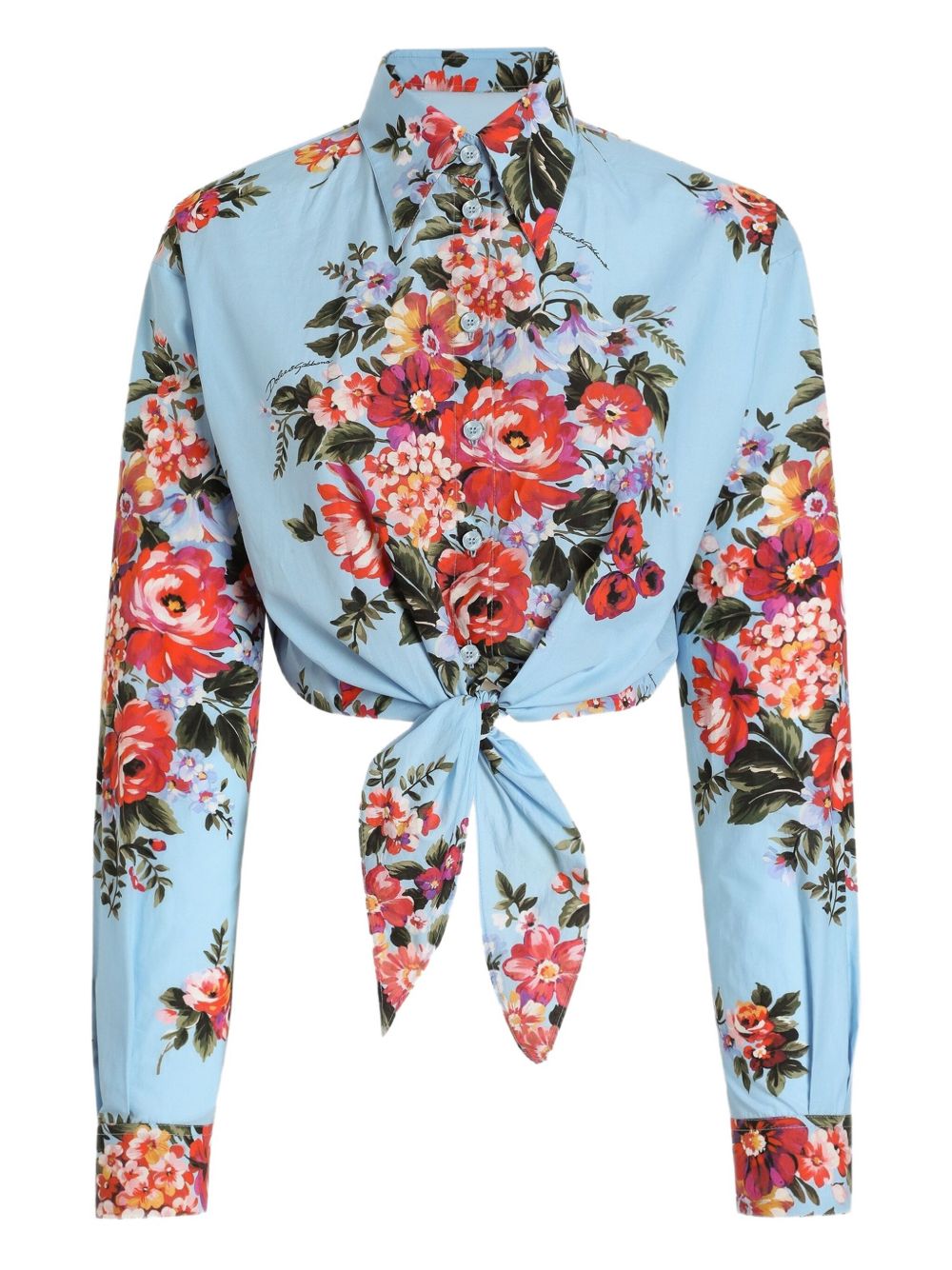 Dolce &amp; Gabbana Dolce &amp; Gabbana-Floral cropped cotton shirt