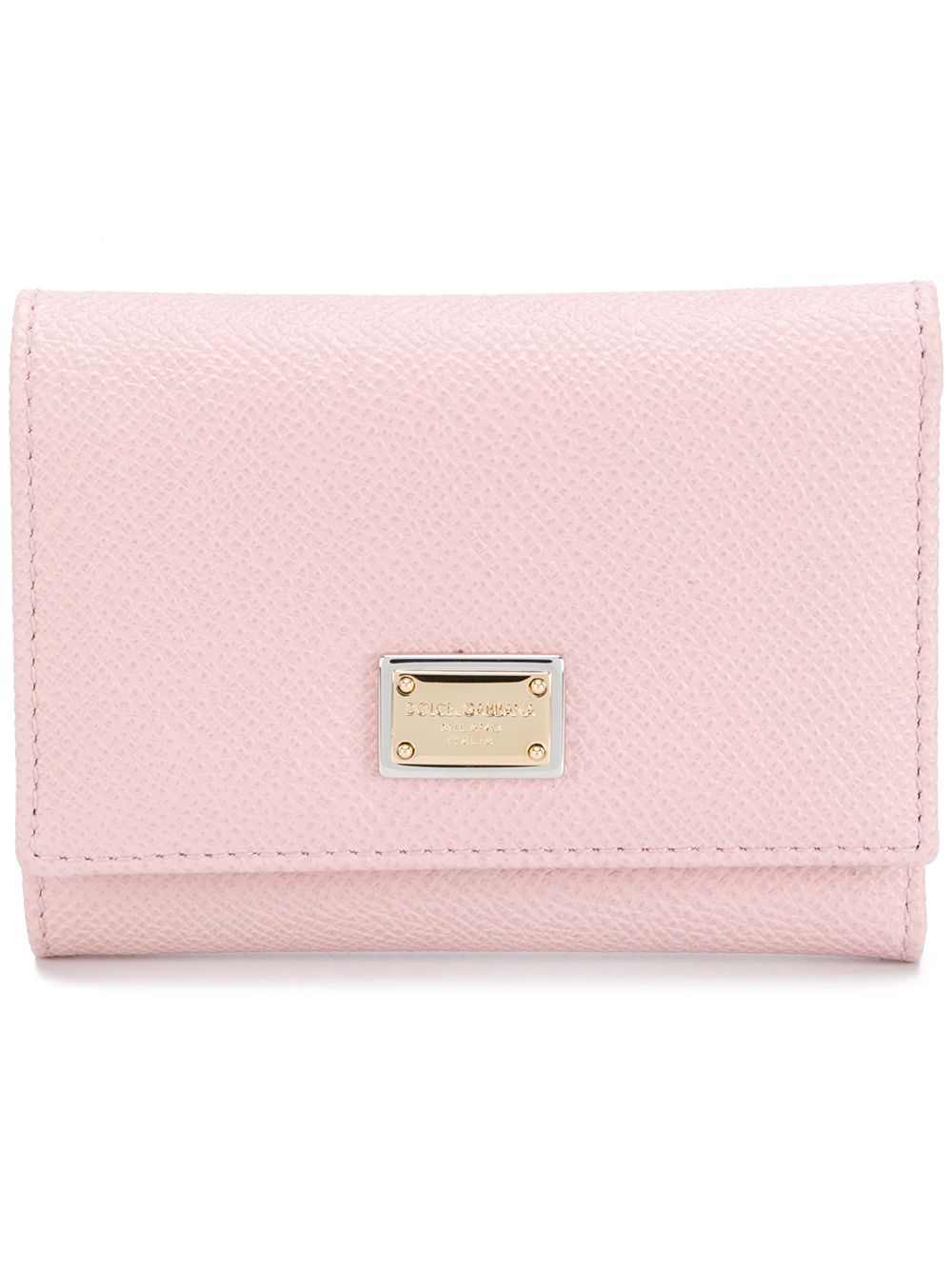 Dolce &amp; Gabbana Dolce &amp; Gabbana-Women's Pink Leather Flap French Wallet