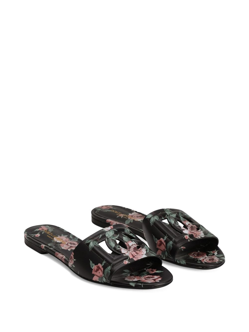 Dolce &amp; Gabbana Dolce &amp; Gabbana-DG black floral print slide sandals