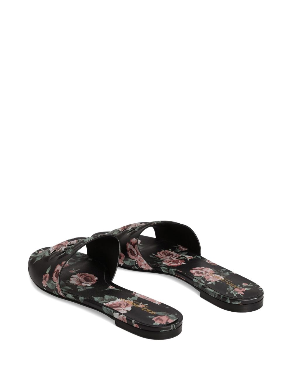 Dolce &amp; Gabbana Dolce &amp; Gabbana-DG black floral print slide sandals