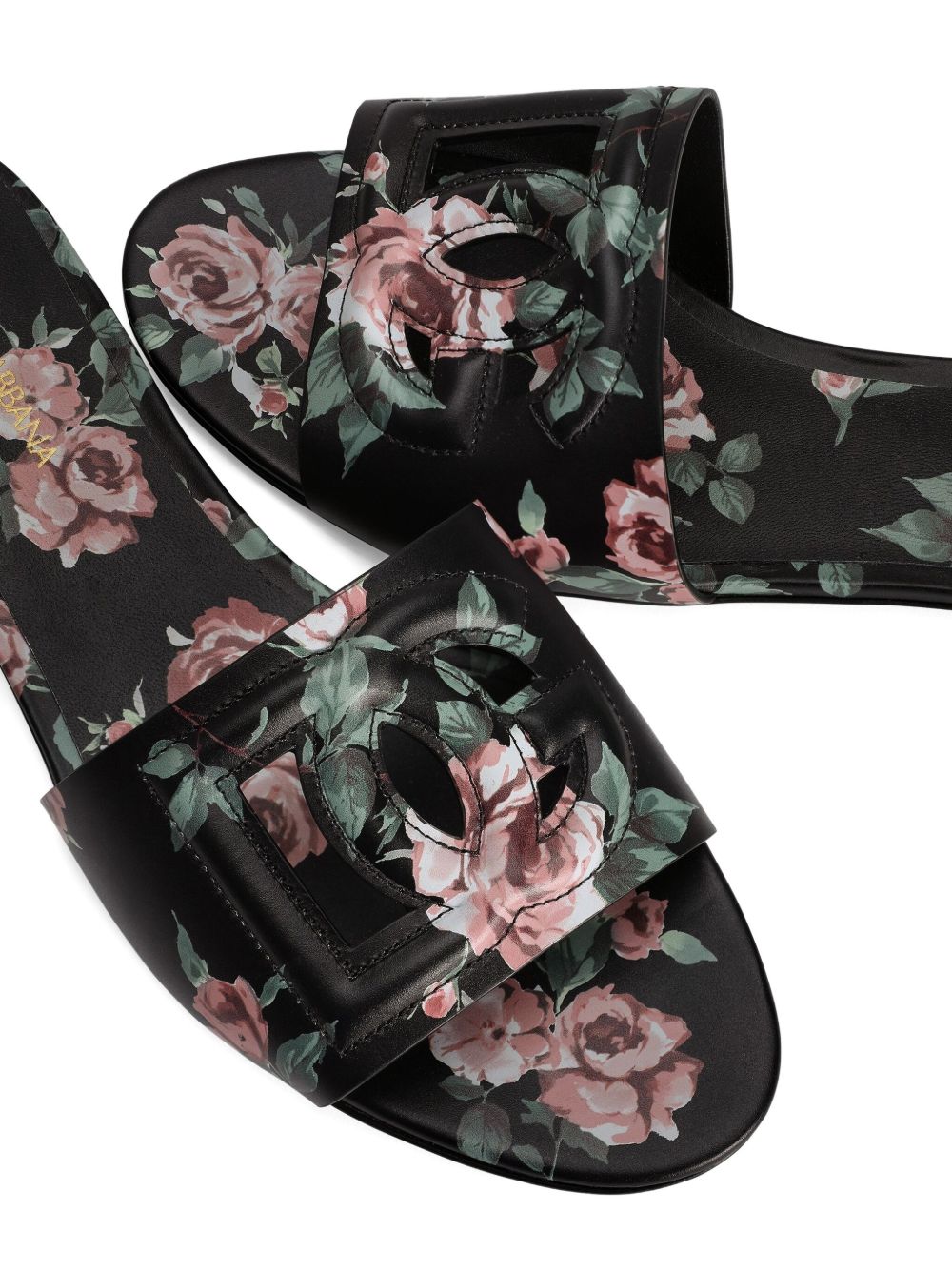 Dolce &amp; Gabbana Dolce &amp; Gabbana-DG black floral print slide sandals