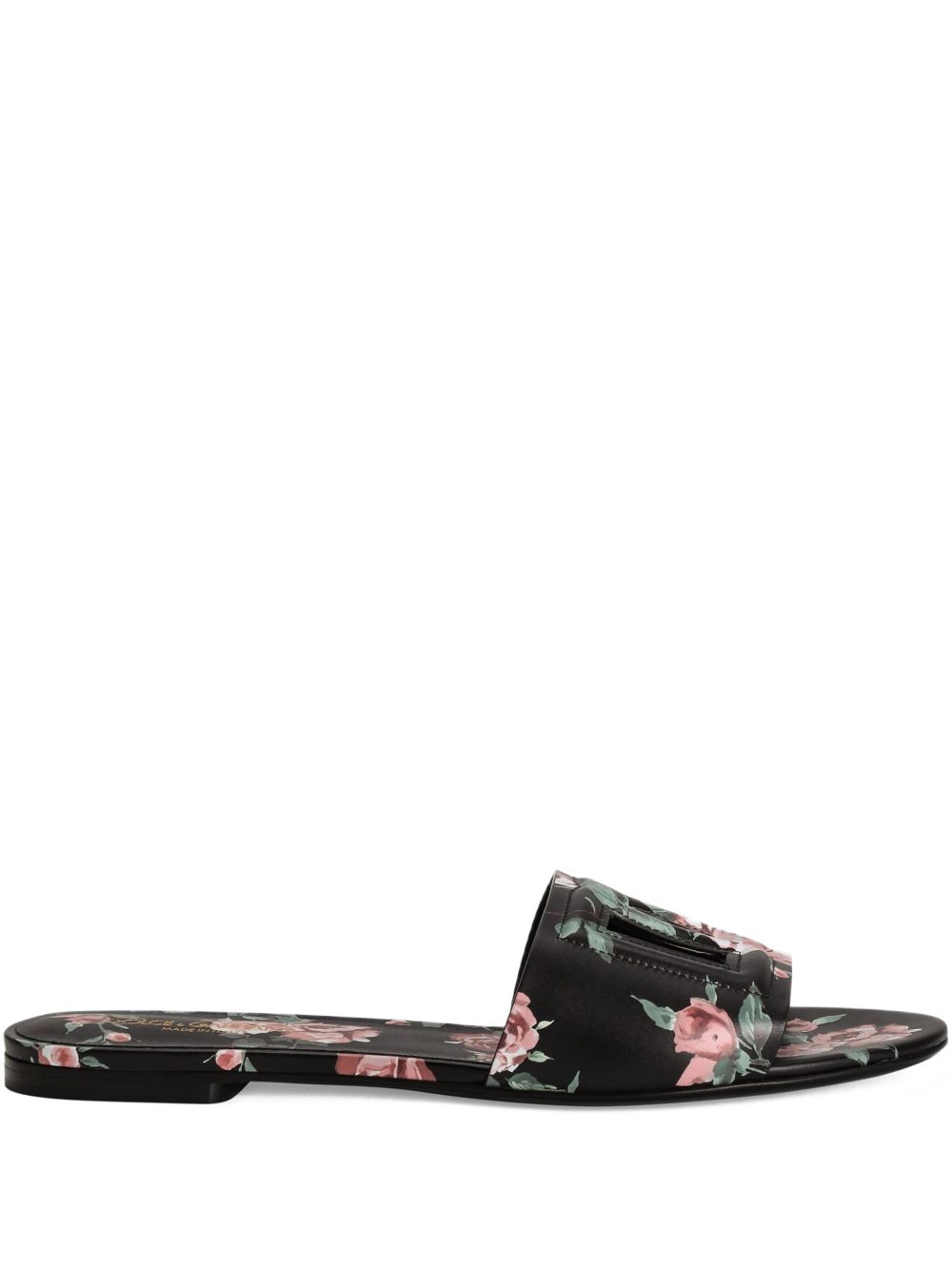 Dolce &amp; Gabbana Dolce &amp; Gabbana-DG black floral print slide sandals