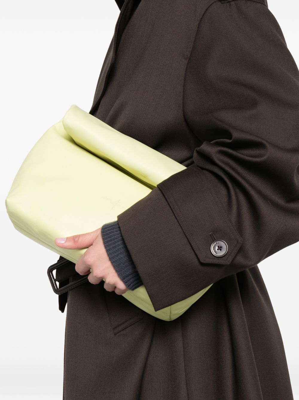 Cortana Cortana Delhi S, Large Lime Leather Clutch
