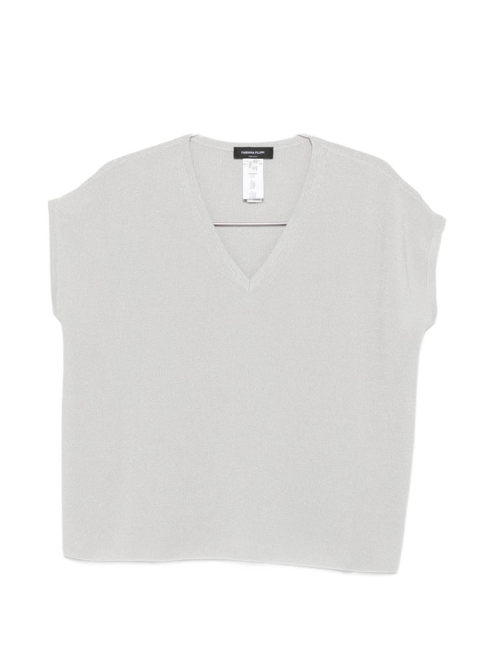 Fabiana Filippi Fabiana Filippi V-neck short sleeves knitted construction Cotton v-necked top