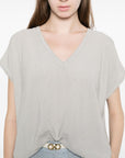 Fabiana Filippi Fabiana Filippi V-neck short sleeves knitted construction Cotton v-necked top
