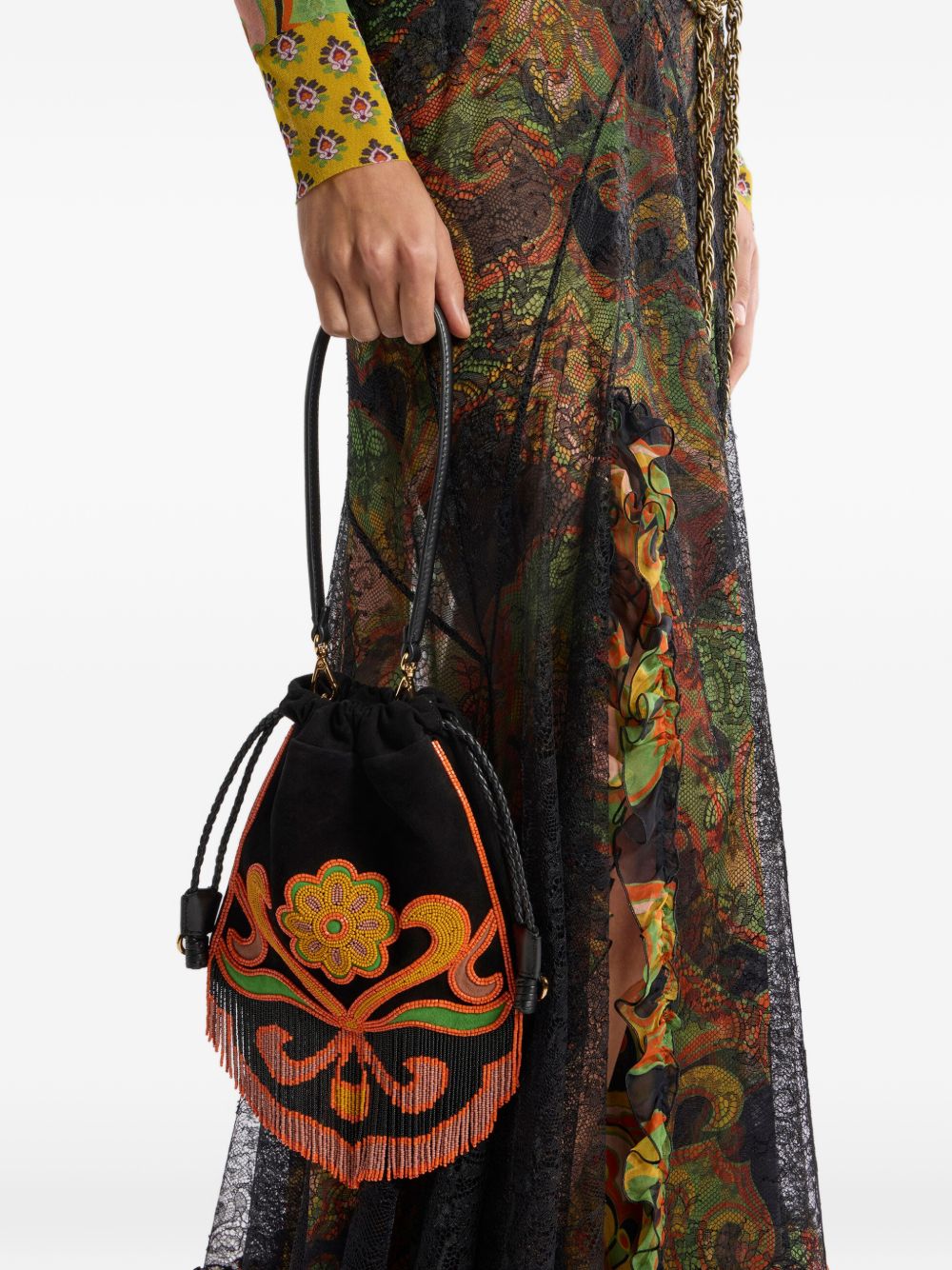 Etro Etro Suede Kalispera Bag With Beads And Fringes