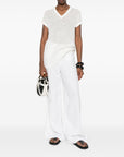 Fabiana Filippi Fabiana Filippi V-neck short sleeves sequin embellishments Openwork top