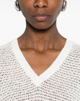 Fabiana Filippi Fabiana Filippi V-neck short sleeves sequin embellishments Openwork top