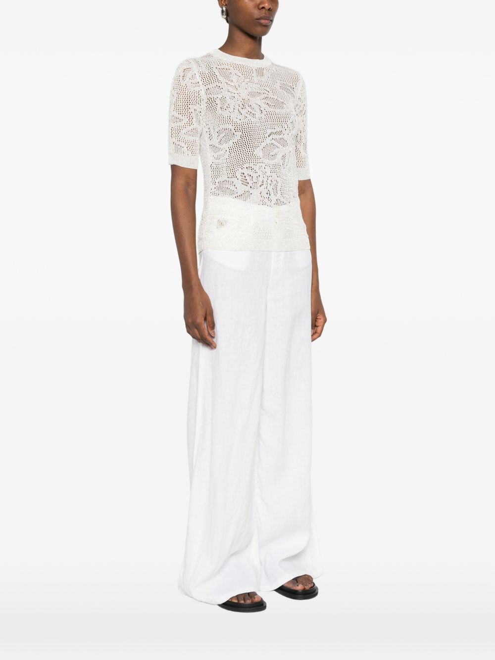 Fabiana Filippi Fabiana Filippi Openwork crewneck t-shirt
