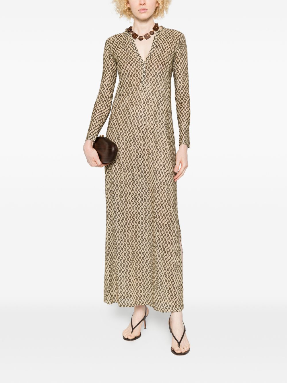 Siyu Siyu V-neck long sleeves Money kaftan dress