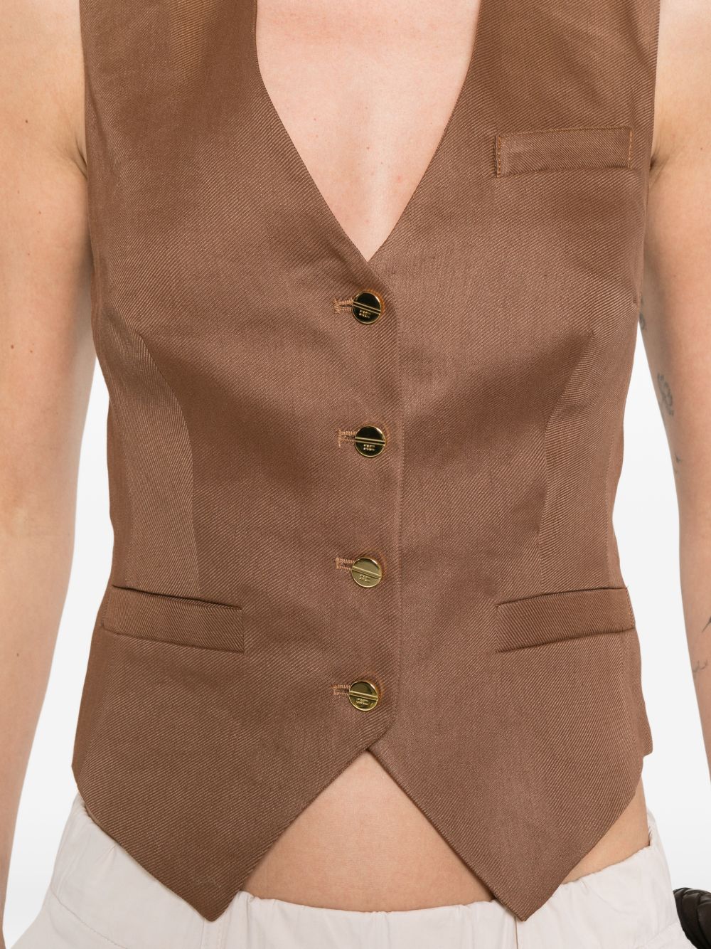 Elisabetta Franchi Elisabetta Franchi V-neck button fastening pockets Linen blend vest