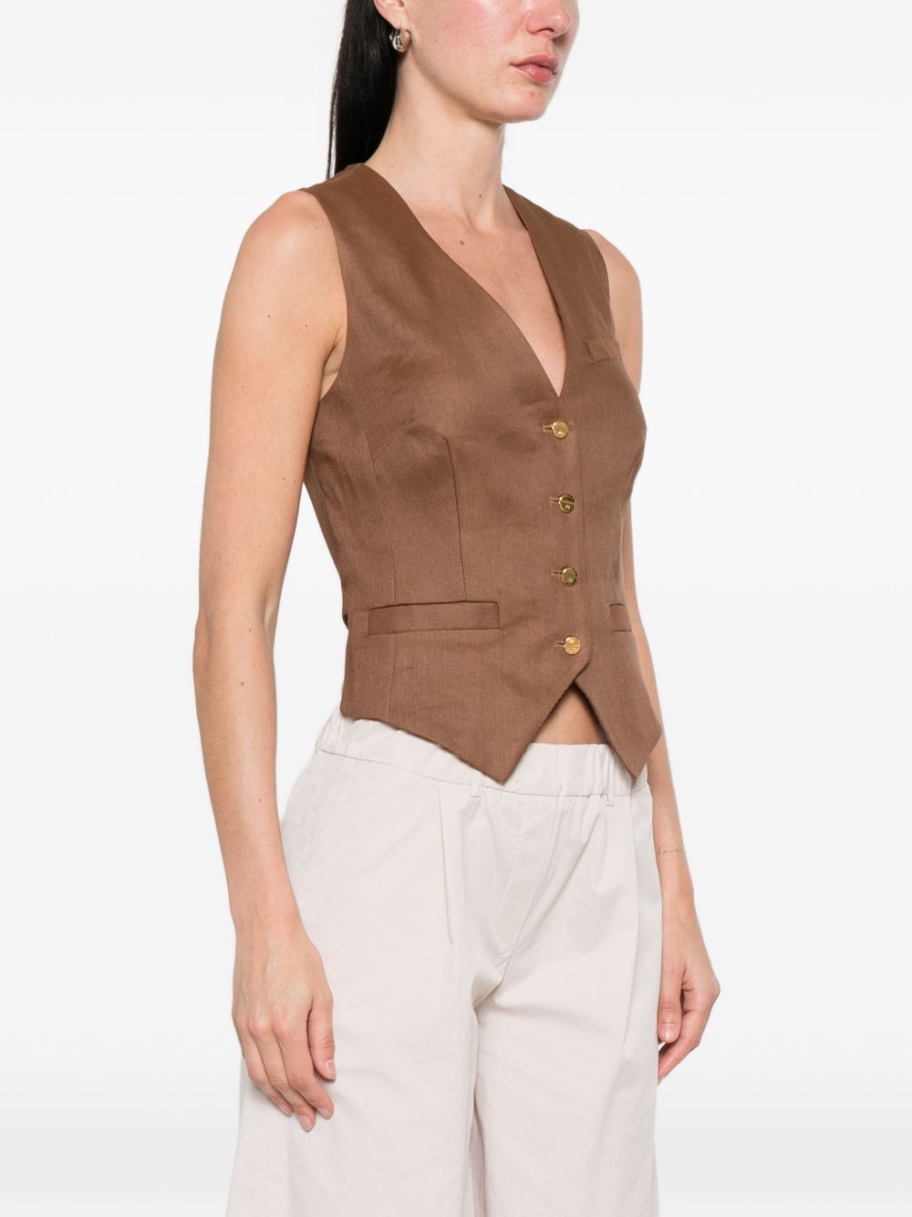 Elisabetta Franchi Elisabetta Franchi V-neck button fastening pockets Linen blend vest