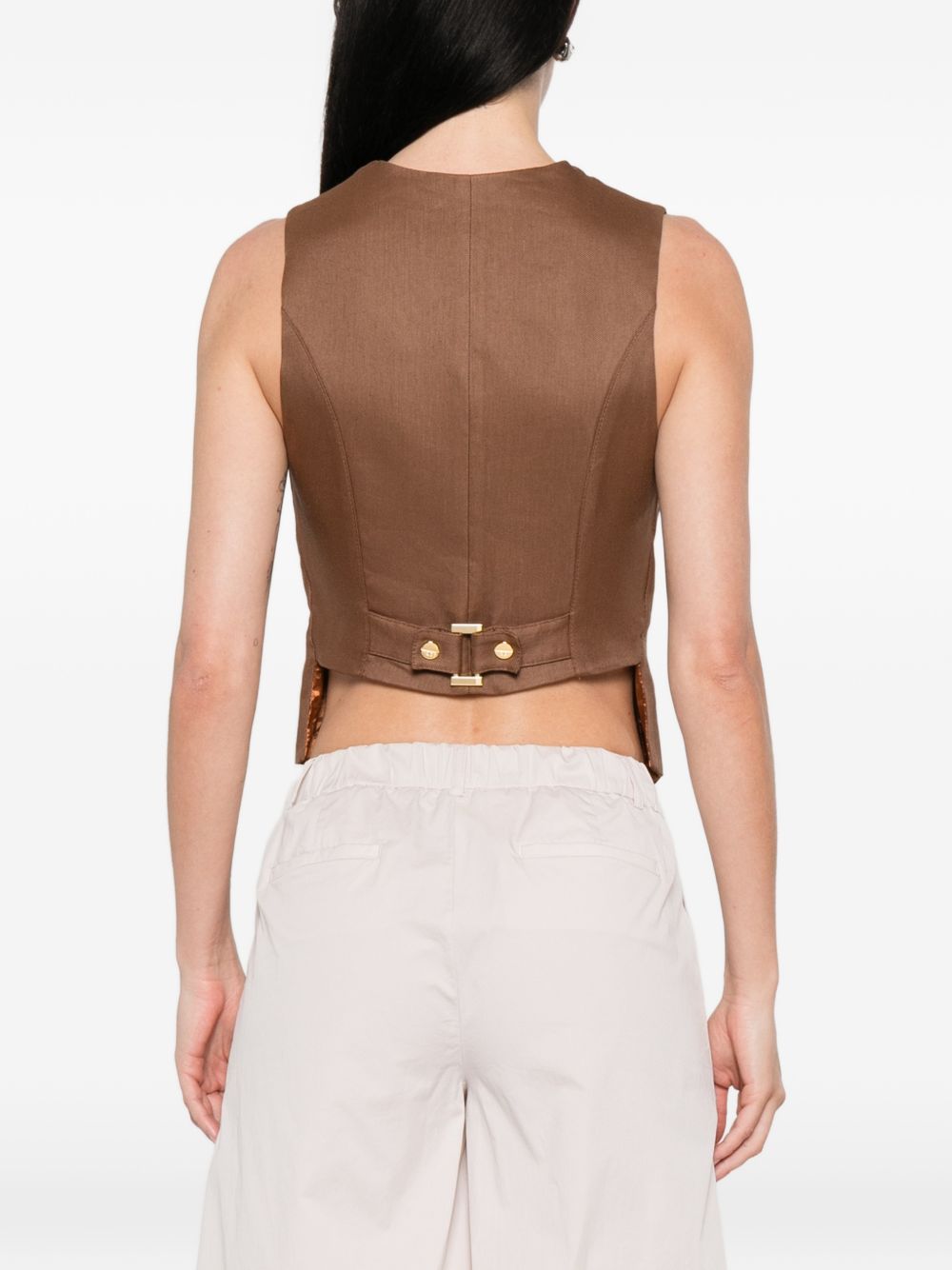 Elisabetta Franchi Elisabetta Franchi V-neck button fastening pockets Linen blend vest