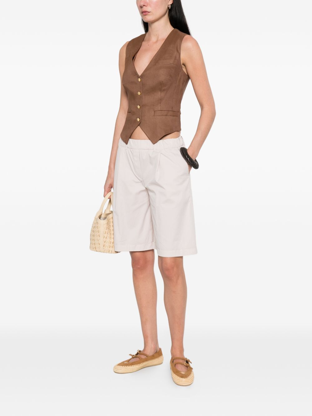 Elisabetta Franchi Elisabetta Franchi V-neck button fastening pockets Linen blend vest