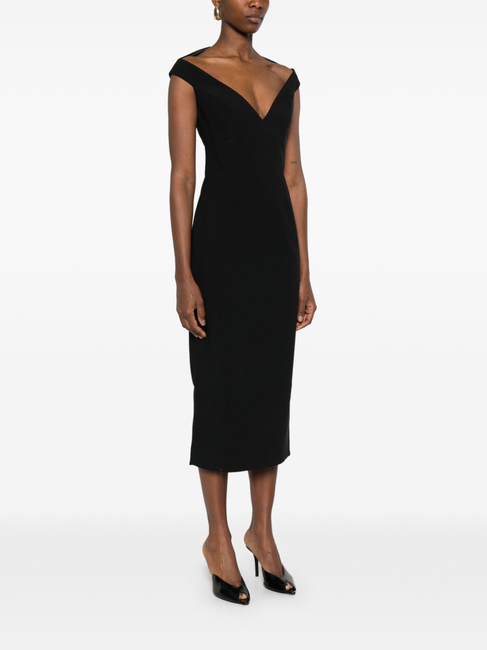 Solace London Solace London V-neck zip fastening Monica midi dress