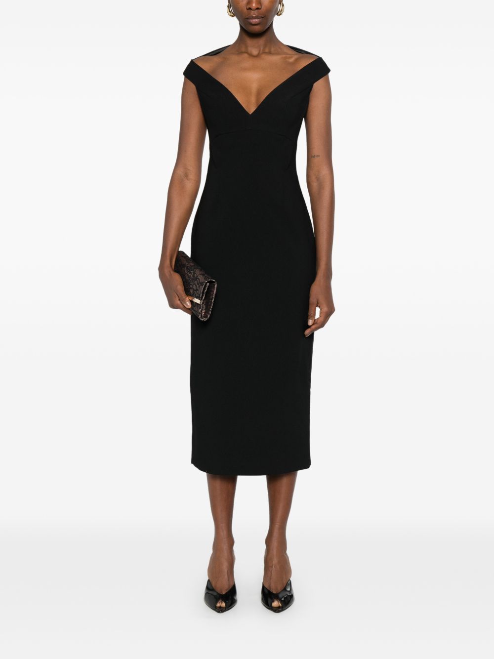 Solace London Solace London V-neck zip fastening Monica midi dress