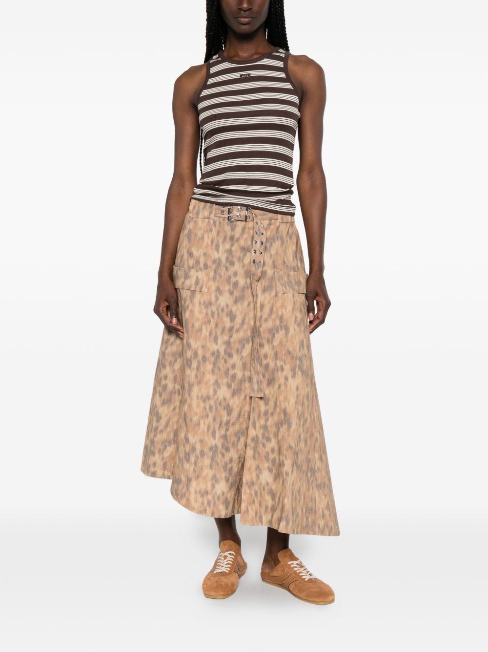 Ganni Ganni A-line silhouette Printed cotton skirt